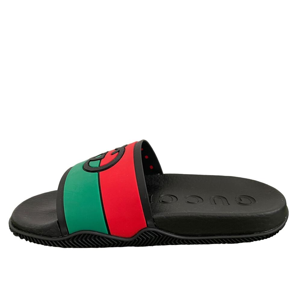 GUCCI Women's Interlocking G Slide Sandal Black Red Green Size 37 NEW - Picture 2 of 15